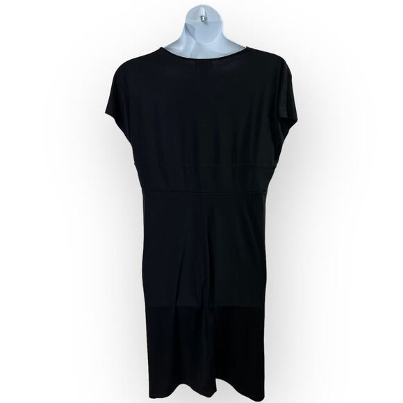 Lane Bryant Black Knit Dress V Neck Short Sleeve Gathered Front Size 18/20 Plus - Picture 4 of 9